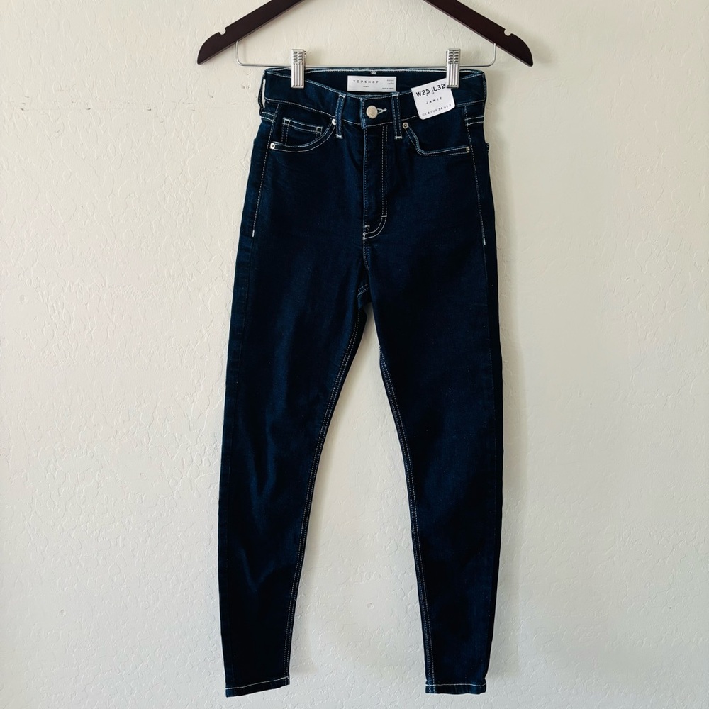 Topshop Jamie High-Rise Skinny Jeans‎ - Dark Blue Size 25